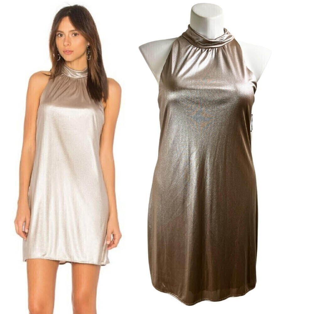 Bailey 44 Women Size L Director Cut Gold Matallic Shift Pullover Mini NEW Dress - Picture 15 of 17